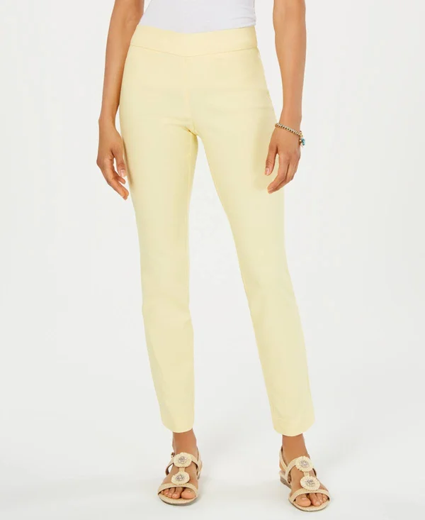 Charter Club Cambridge Skinny Pull-On Tummy-Control Pants - Regular and Short Lengths, Created for Macy's - Citron Aura