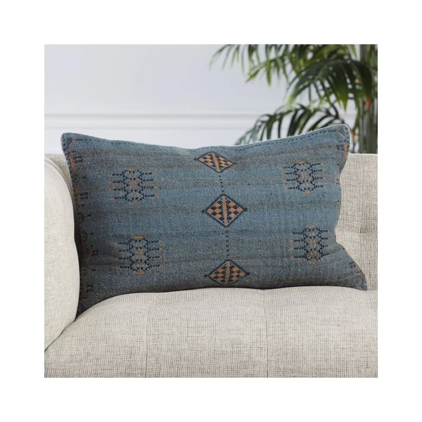 Living Tanant Tribal Dark Blue/ Gold Down Lumbar Pillow