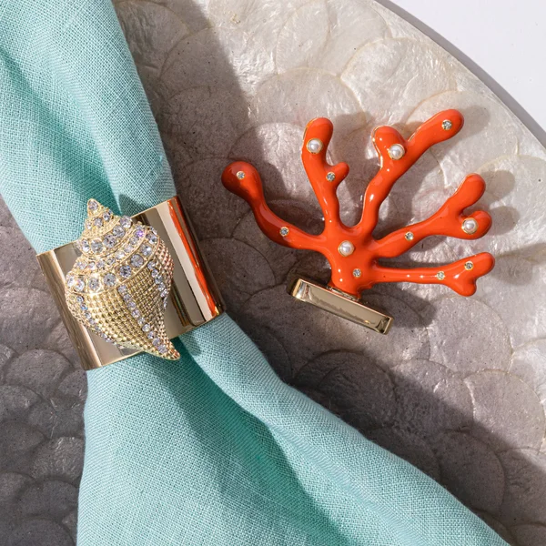 Joanna Buchanan Sparkle Shell Napkin Rings - Set of 2 - Gold