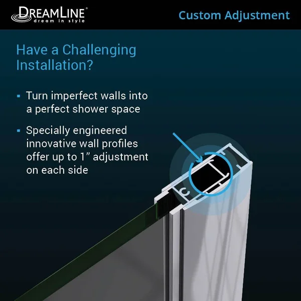 DreamLine SHDR-4128720-01 Elegance 28 3/4 - 30 3/4x22 Frameless Pivot Shower Door Chrome Finish