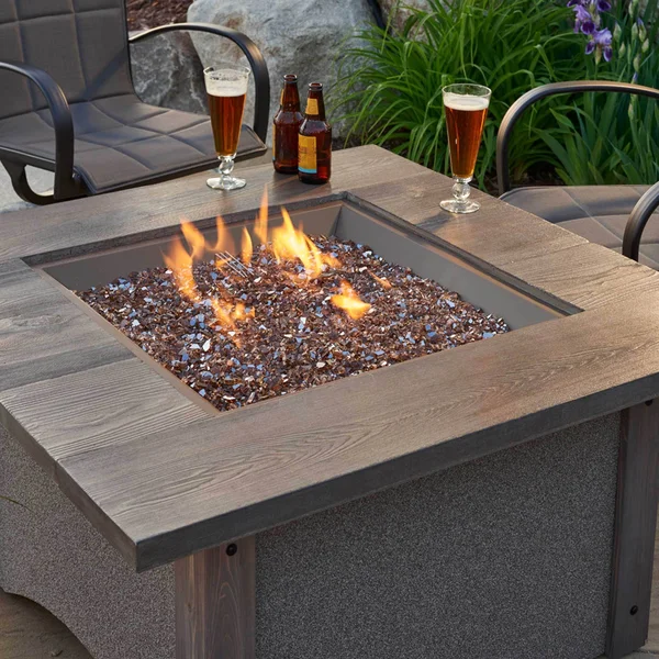 Outdoor GreatRoom Fire Pit Reflective Glass Black
