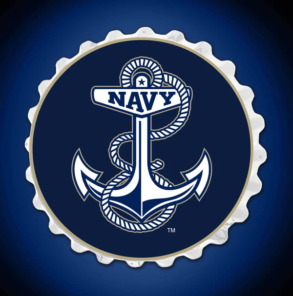 Grimm Industries NA-210-02 Team Spirit Bottle Cap Wall Sign - NA ANCHOR - Navy & White