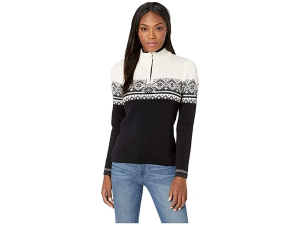 Dale of Norway Women's St. Moritz Feminine Sweater - Small - Black - White, Dark Charcoal