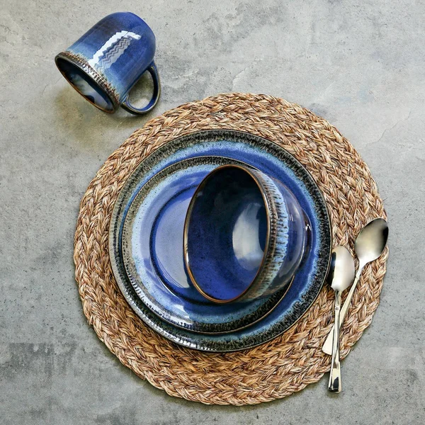 Better Homes & Gardens Painted Canyon 16 Piece Dinnerware Set - Blue