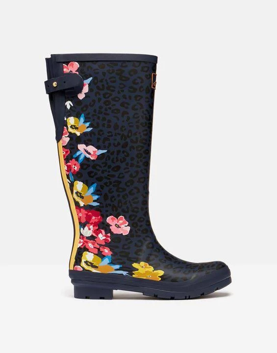 Joules Printed Rain Boots with Adjustable Back Gusset