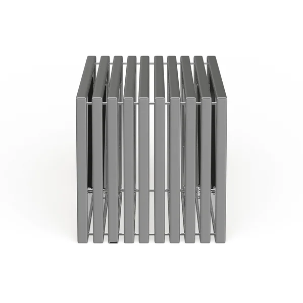 LeisureMod Trapezium Polished Stainless Steel Modern Slat Bench