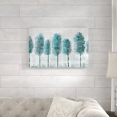 Teal Treeline Paint - Print on Canvas Andover Mills Size: 20x22 H x 30x22 W x 1.25x22 D