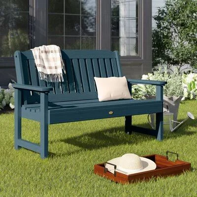 Amelia Plastic Garden Bench Three Posts Size: 35x22 H x 50x22 W x 25x22 D - Color: Nantucket Blue