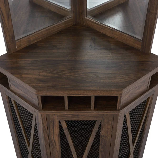 Corner Bar with Mesh Door Oak - Home Source