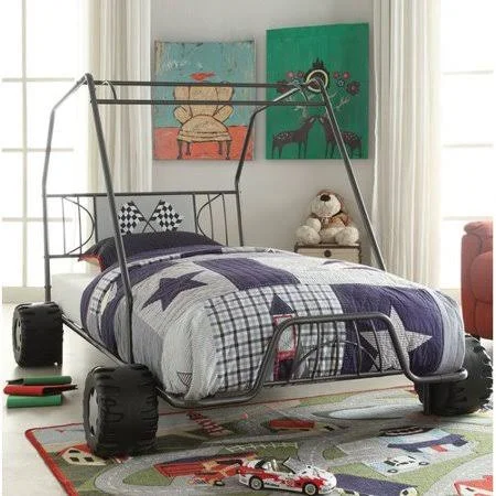 Zoomie Kids Henault Twin Car Bed, Gray