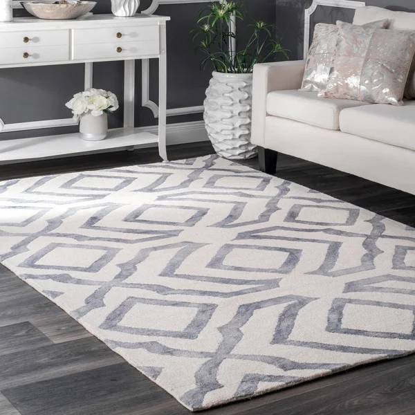 nuLOOM 100% Wool Hand Looped Baggett Area Rug Gray 8& 6x22 x 11& 6x22