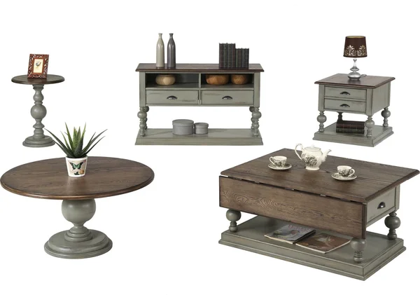 Progressive Furniture Colonnades Drop-Leaf Cocktail Table, Weathered Grey/Oak