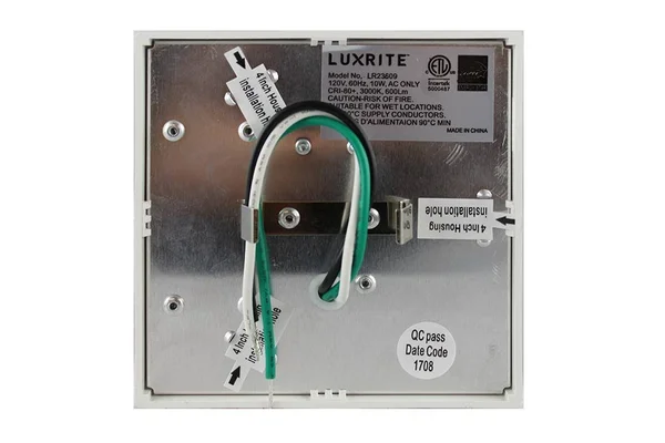 Luxrite 4 inch Square LED Flush Mount Ceiling Light, 10W, White Finish, 4000K (Cool White), 600 Lumens, Dimmable, Surface Mount