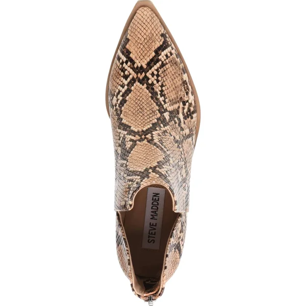 Steve Madden Alyse Womens Heeled Ankle Boots, Bone Leather