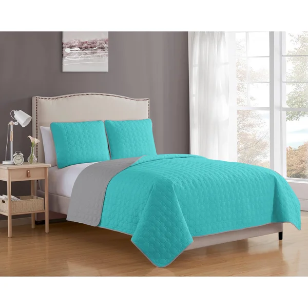 MHF Home Bethany Reversible 3-Piece Quilt Set, Size: King, Green