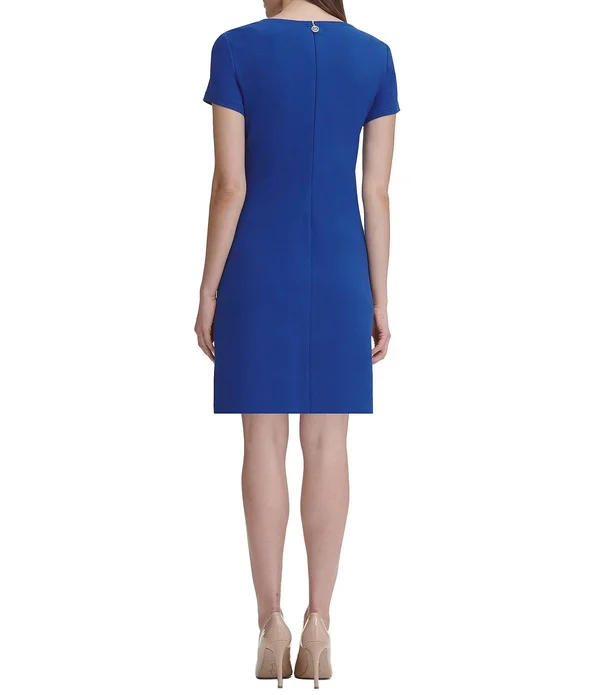Tommy Hilfiger Scuba Crepe Grommet Top Pocket Dress - Sky Captain