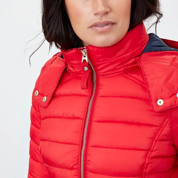 Joules Ladies Canterbury Long Luxe Padded Jacket in Red