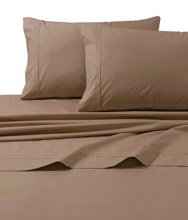 Tribeca Living Medium Beige Percale Extra Deep Pocket Sheet Set