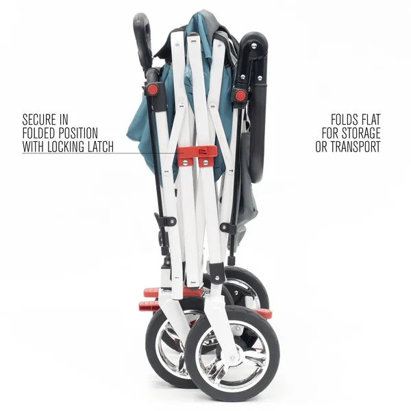 Creative Outdoor Push Pull Collapsible Folding Wagon Stroller Cart for Kids Silver Series Beach Park Garden & Tailgate - Tea