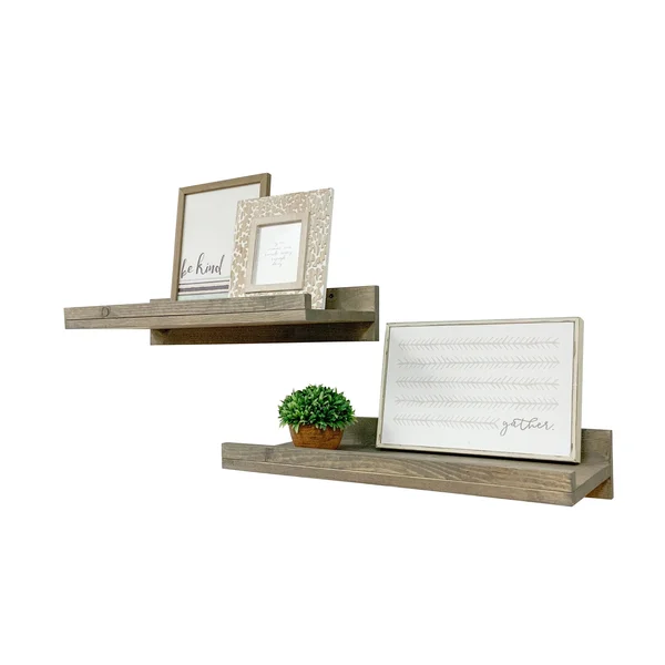 Del Hutson Designs Walnut 24inch Rustic Luxe Shelves Set of 2, Brown
