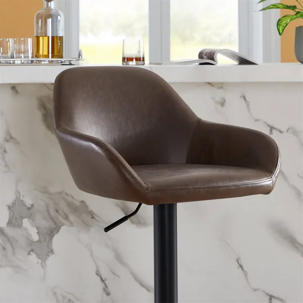 Tribesigns Adjustable Counter-Height Stools - Faux Leather Bar Stools, Dining Chairs(Set of 2) - Grey/Chrome