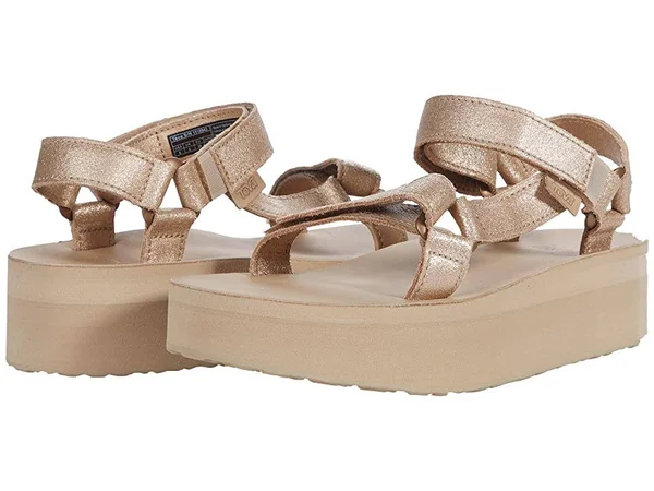 Teva Women's Flatform Universal Leather - Metallic Champagne - 9