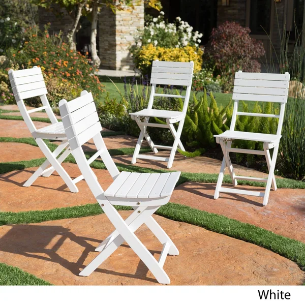 Christopher Knight Home Positano Outdoor Acacia Wood Folding Dining Chair (Set of 4) by - White