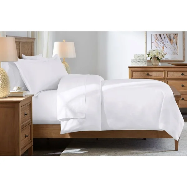 Home Decorators Collection 500-Thread Count Egyptian Cotton Sateen 3-Piece King Duvet Cover Set in White