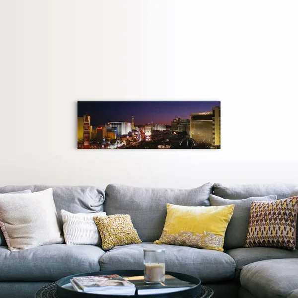 Buildings Lit Up at Night, Las Vegas, Nevada, Canvas Wall Art, 48x16, Great Big Canvas