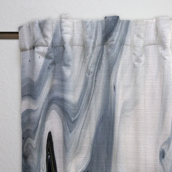 Designart Hand Painted Marble Acrylic Fabric Curtain Panel in Gray & Silver - CTN19180-52-90