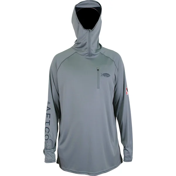 AFTCO Jason Christie Hooded LS Performance Shirt (L) Steel