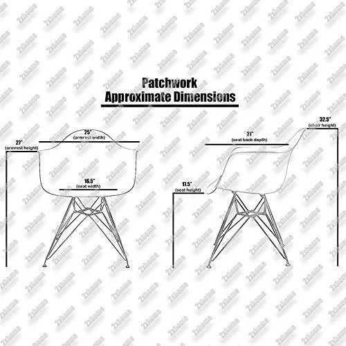 Set of 2 Textured Patchwork Fabric Sam Black Wire Dining Chair - Patchwork Sam - Dining Height
