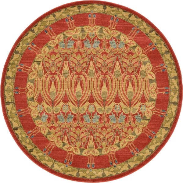 Unique Loom Edinburgh Red 6 ft Round Area Rug