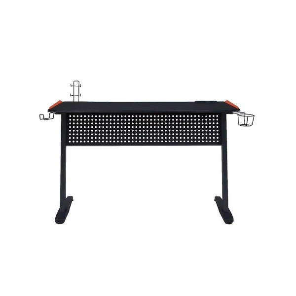 Q-Max Black & Red Finish Metal Gaming Table w/USB Port