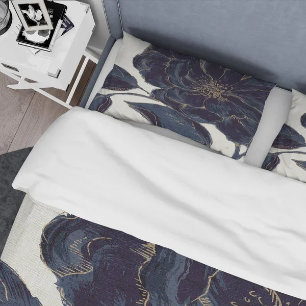 Designart &Dark Rose Gilded Gold& Shabby Bedding Set - Duvet Cover & Shams Full/Queen Cover +2 Shams (comforter Not Included