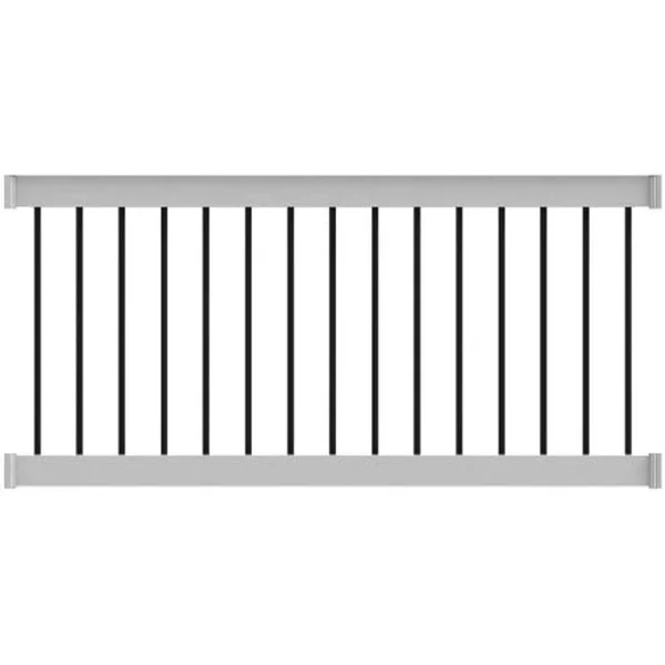 Deck Railing Finyl Line Deck Top Vinyl White Round (73019632) Level, 8 ft x 36 in.