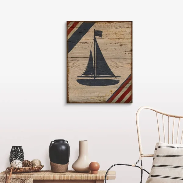 Nautical Americana Boat, Large Solid-Faced Canvas Wall Art Print, Great Big Canvas