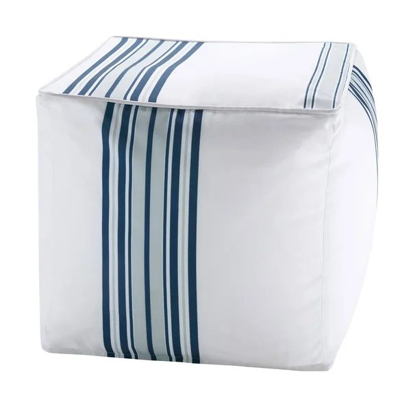 Madison Park Newport Printed Stripe 3M Scotchgard Outdoor Square Pouf