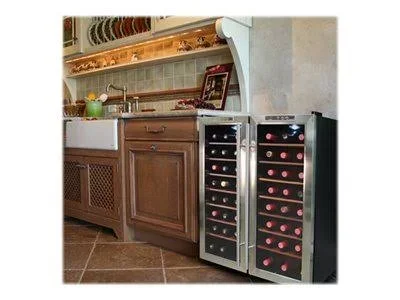 Vinotemp Eco Series VT-48TEDS-2Z 48-Bottle Dual Zone Thermoelectric Wine Cooler - 27.8x22 - Black/Stainless Steel