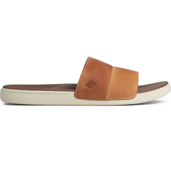Sperry Plushwave Dock Leather Slide Men's Shoes Tan : 7 M (D)