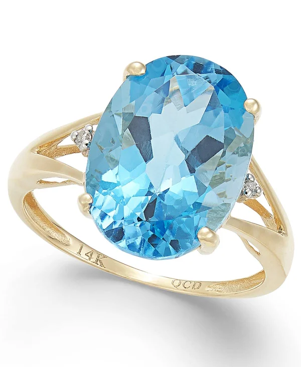 Amethyst (5 Ct. t.w.) and Diamond Accent Oval Ring in 14K Gold (also Available in Mystic Topaz, Blue Topaz, & Prasolite) - B