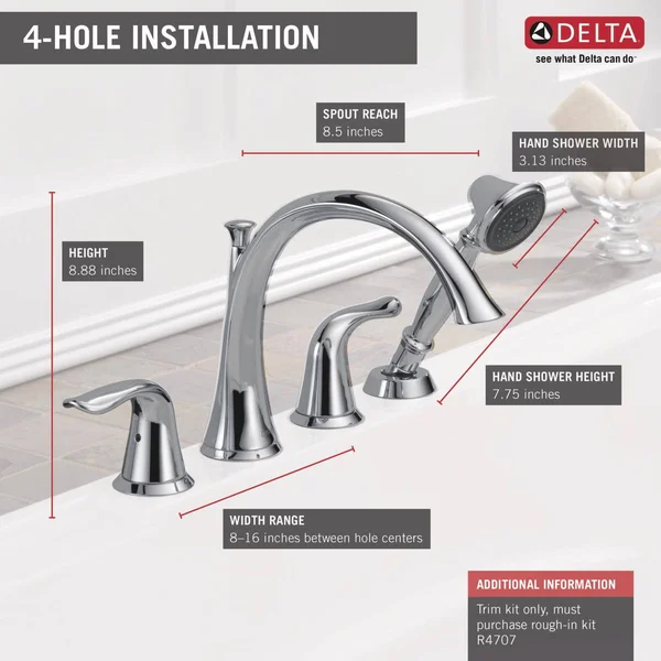 Delta T4738-RB Lahara Roman Tub Trim with Hand Shower Venetian Bronze