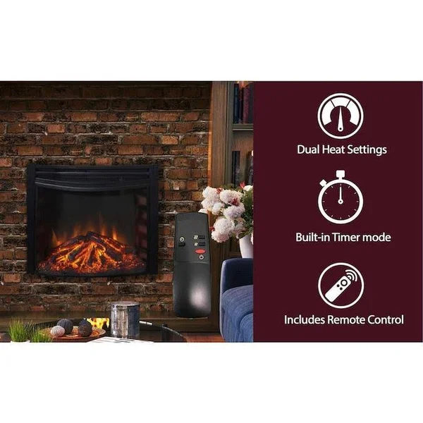 Cambridge 25x22 Freestanding Electric Curved Fireplace Heater Insert
