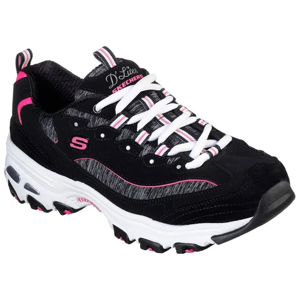 Skechers Womens D&Lites Me Time Athletic Shoes - Black - Size 8