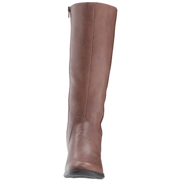 LifeStride Women's Xandy Riding Boot Wide Calf - Size: 6.5, Dark Tan PU