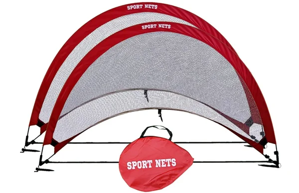 Sport Nets Portable Pop-Up Soccer Goals -Set of Two Portable Soccer Nets with Carry Bag (4 Foot)