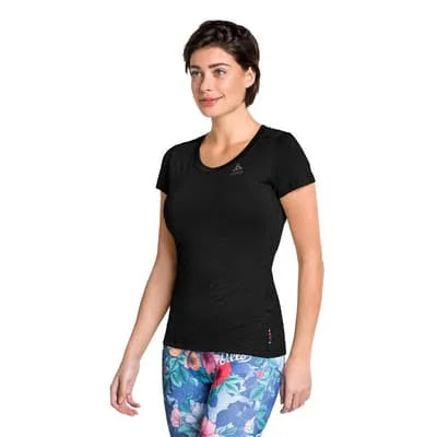 Odlo Women's Natural + Light Short-Sleeve Base Layer Top, Black, XL