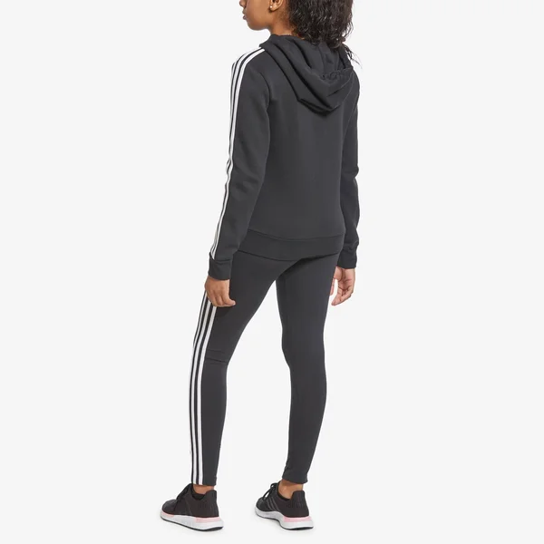 Adidas Women's Essentials 3 Stripes Fleece Hoodie - Black/White - XL