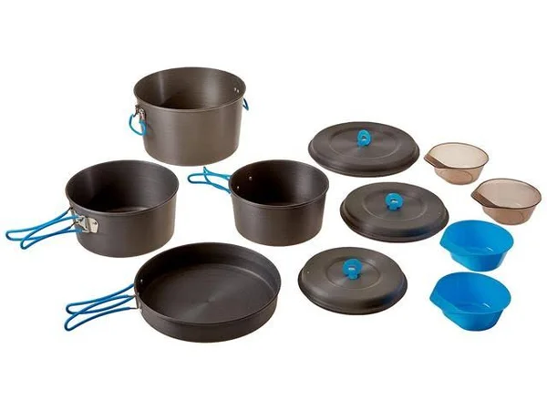 Stansport 255 4-Person Family Cook Set - Grey/Blue