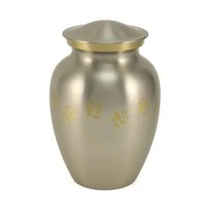 A Pet&s Life Classic Paw Print Personalized Dog & Cat Urn, Pewter, Large